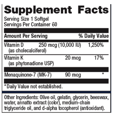 Vitamin D3 10,000 + K Metagenics - 60gel caps