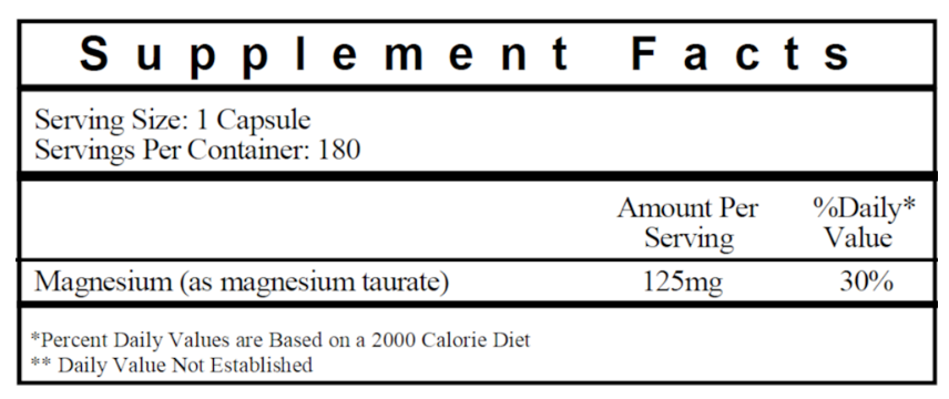 Magnesium Taurate CardioVascular Research - 180c
